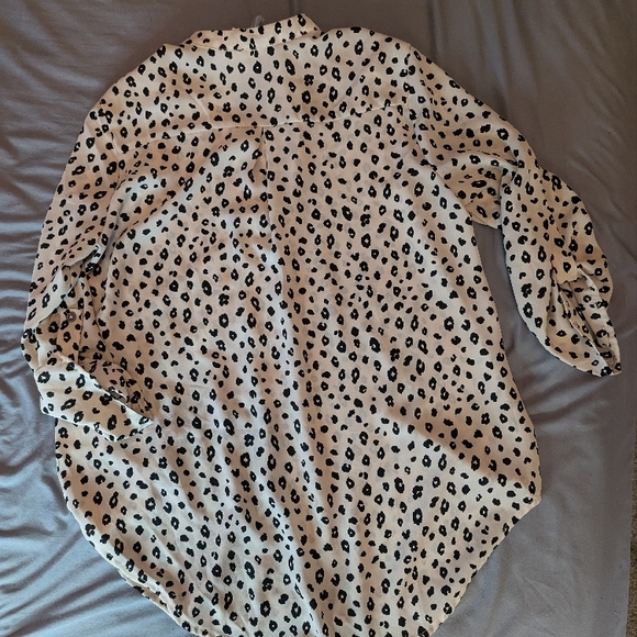 Lush Black and Off White Cheetah Print Blouse - Picture 2 of 4